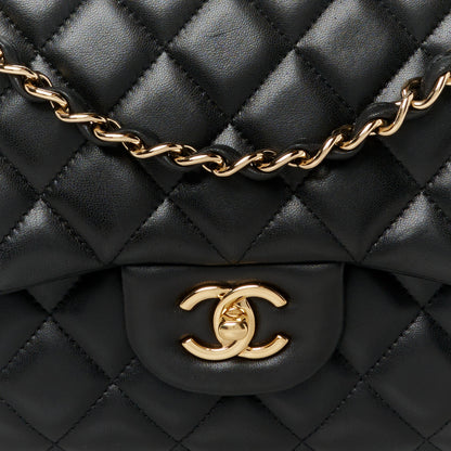 Chanel Lambskin Quilted Jumbo Double Flap Black 9 of 11