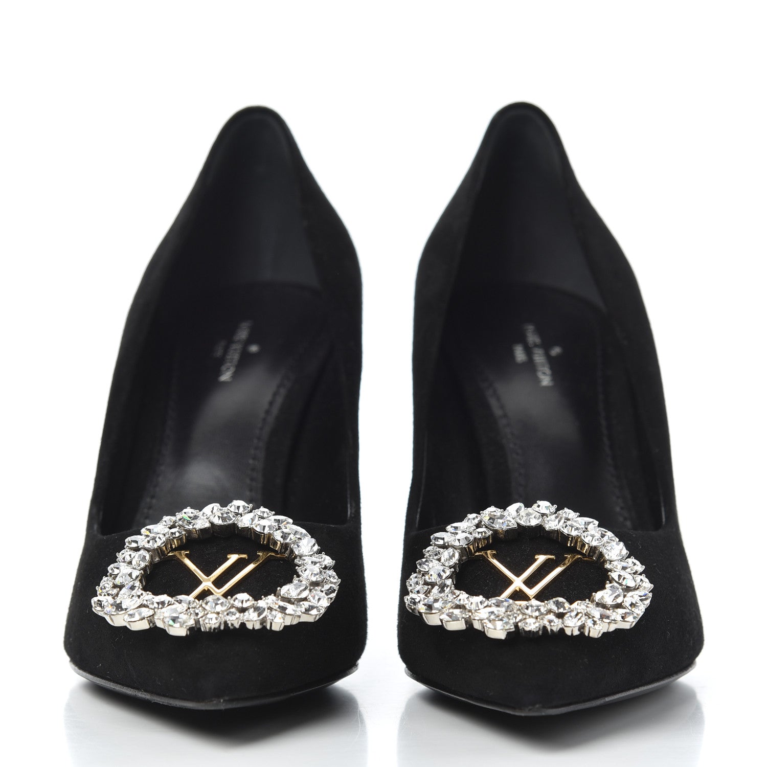 Louis Vuitton Suede Baby Goat Swarovski Crystal Madeleine Pumps 37 Black 2 of 13