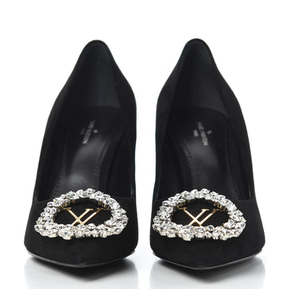 Louis Vuitton Suede Baby Goat Swarovski Crystal Madeleine Pumps 37 Black 2 of 13