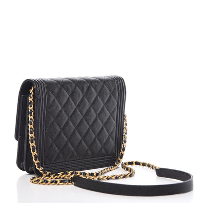 Chanel Caviar Quilted Boy Square Wallet on Chain WOC Black 4 of 11