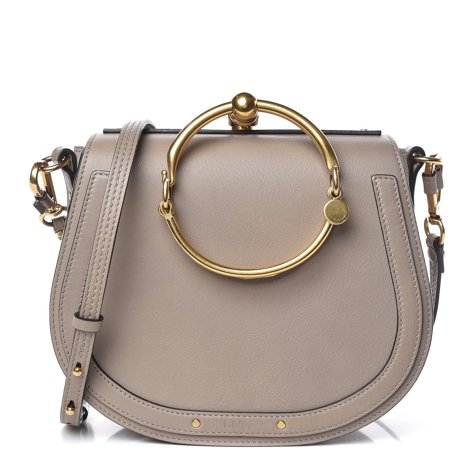 Chloe Calfskin Suede Medium Nile Bracelet Bag Motty Grey 1 of 9