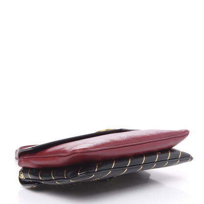 Gucci Calfskin Diagonal GG Medium Thiara Double Envelope Shoulder Bag Black Red 5 of 12