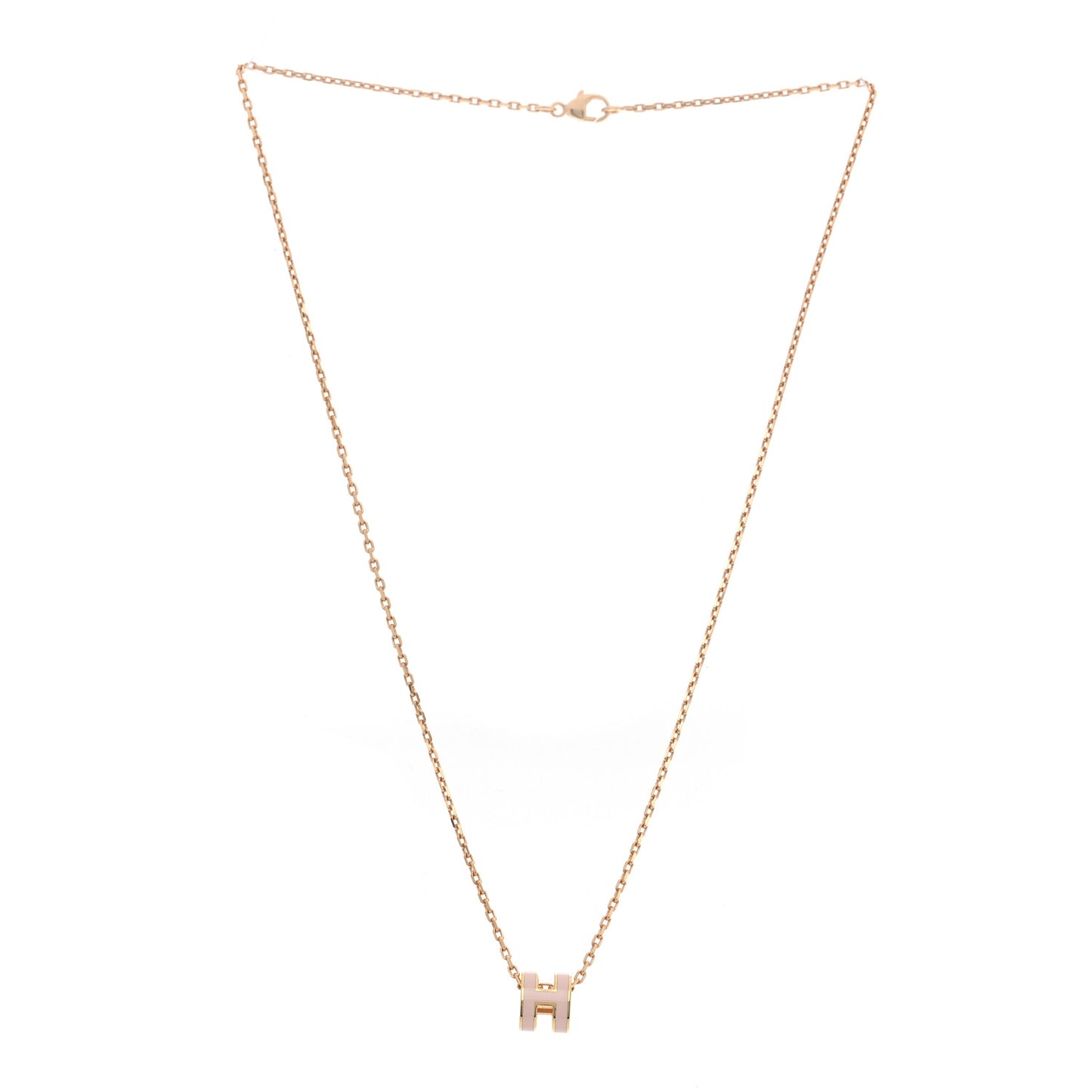 Lacquered Gold Mini Pop H Pendant Necklace Rose Dragee