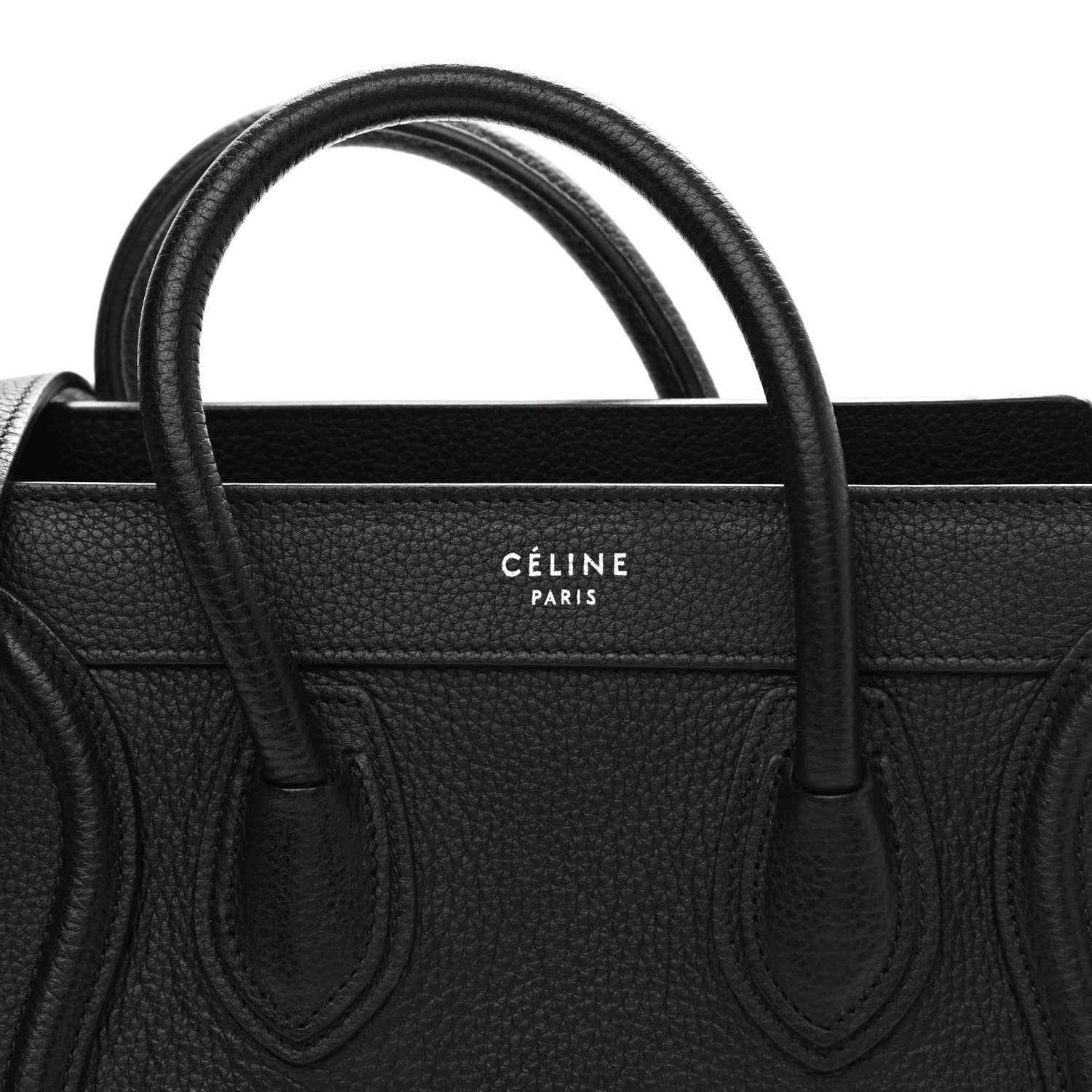 Celine Drummed Calfskin Nano Luggage Black 7 of 9