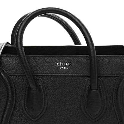 Celine Drummed Calfskin Nano Luggage Black 7 of 9