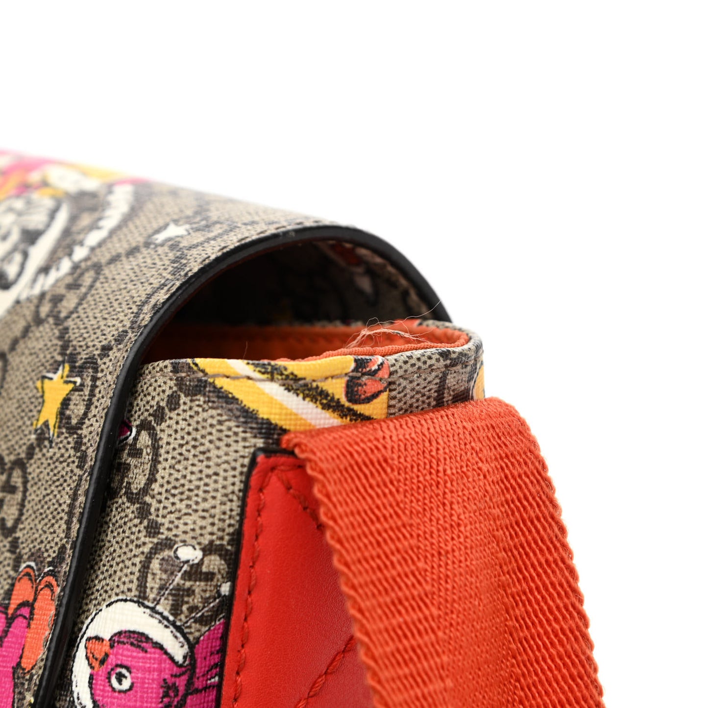 GG Supreme Monogram Space Cats Diaper Bag Orange