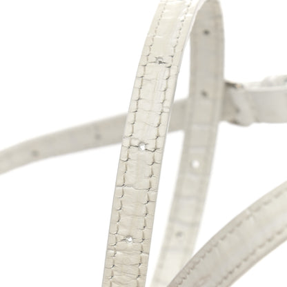 Balenciaga Shiny Calfskin Crocodile Embossed Hourglass Top Handle Bag XS White 11 of 19