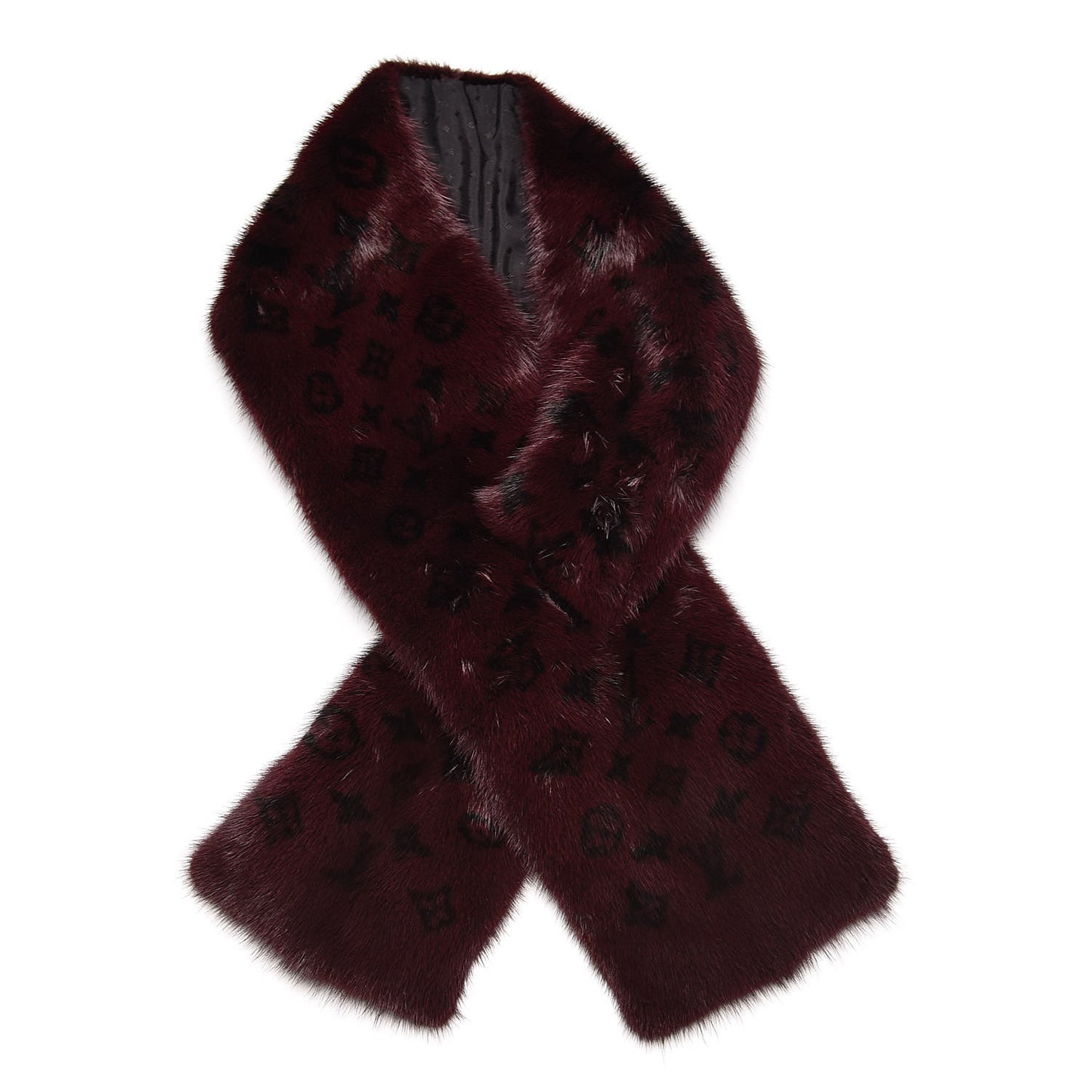 Monogram Mink Fur Stole Burgundy