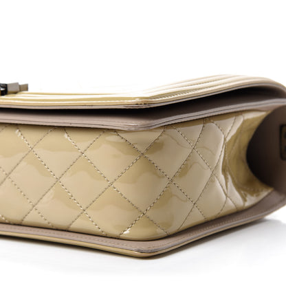 Chanel Patent Chevron Quilted New Medium Boy Flap Light Beige 7 of 12