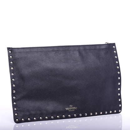 Valentino Garavani Vitello Large Rockstud Zip Pouch Black 3 of 8