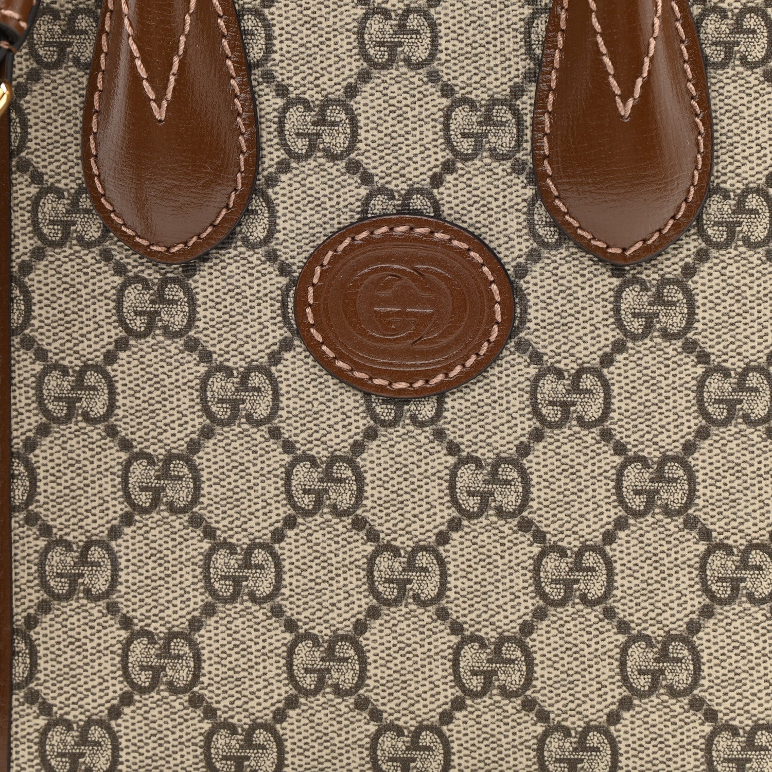 Gucci GG Supreme Monogram Azalea Calfskin Mini Retro Interlocking G Tote Bag Beige Ebony Brown Sugar 7 of 7