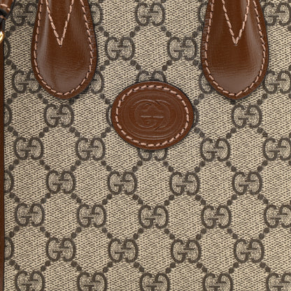 Gucci GG Supreme Monogram Azalea Calfskin Mini Retro Interlocking G Tote Bag Beige Ebony Brown Sugar 7 of 7