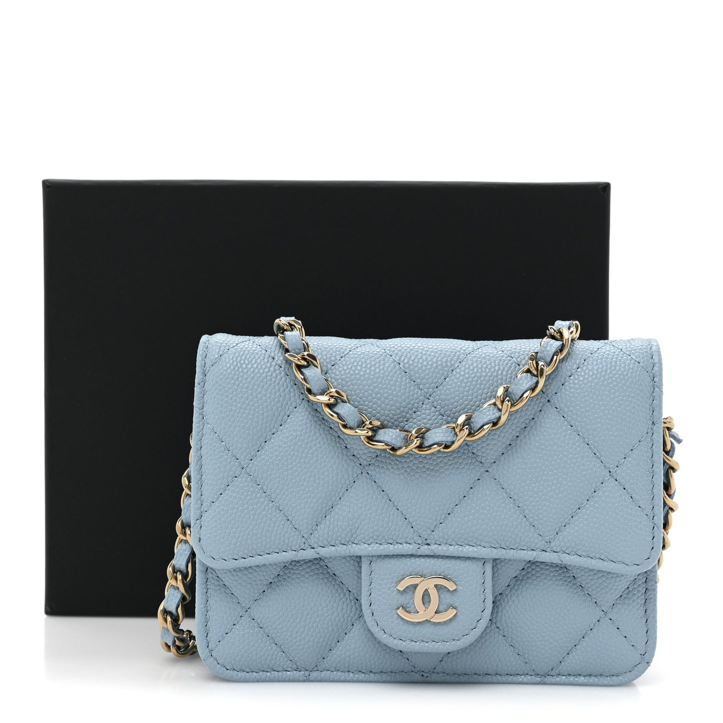 Caviar Quilted Mini Chain Bag Blue