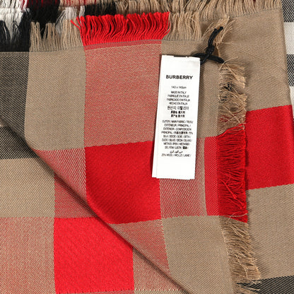 Burberry Wool Silk Giant Check Ribbon Scarf Archive Beige 2 of 3