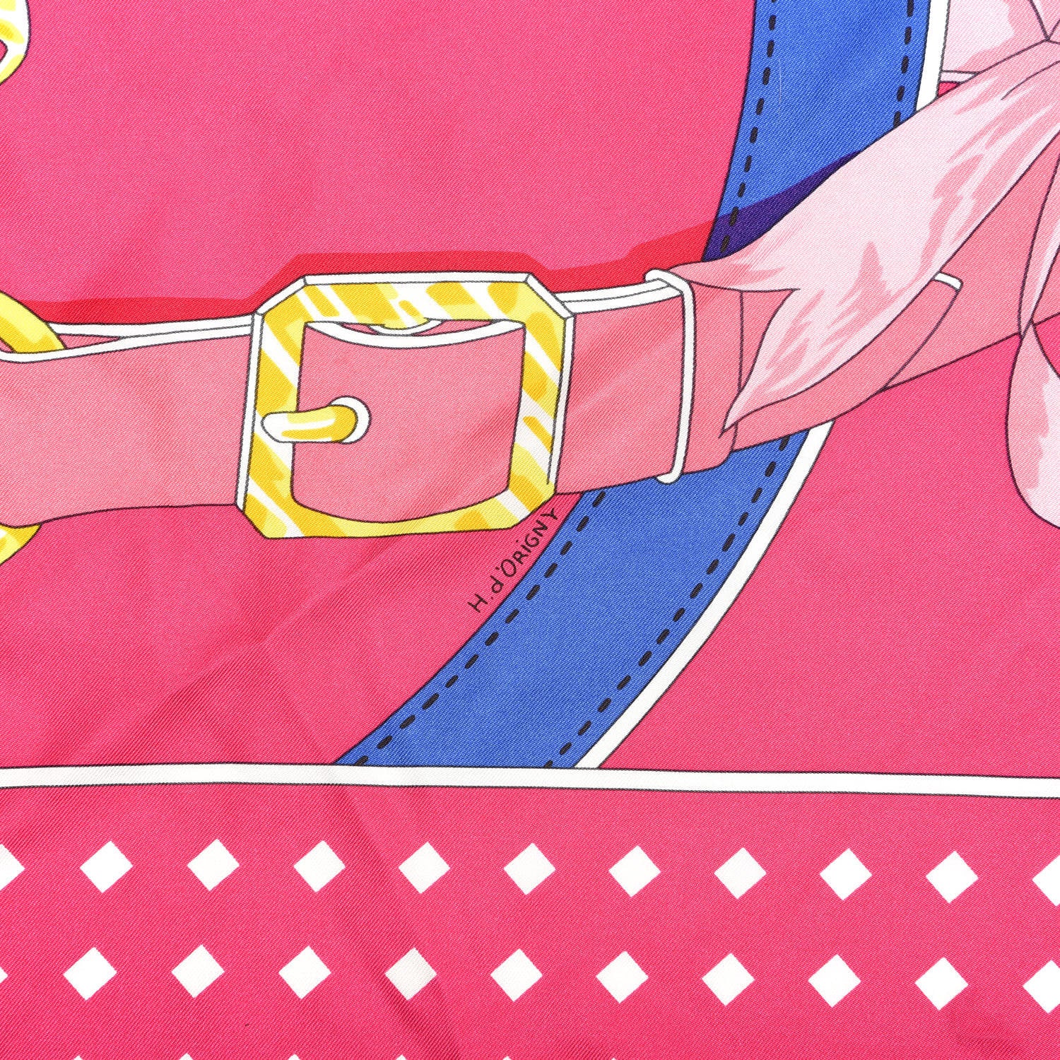Hermes Silk La Promenade Du Matin Giant Pointe Triangle Scarf Rose Vif Jaune Vif Bleu 3 of 5