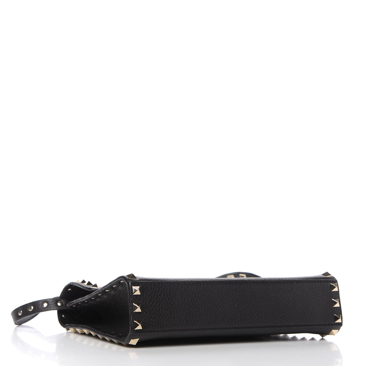 Pebbled Calfskin Medium Rockstud Flip Lock Crossbody Bag Black