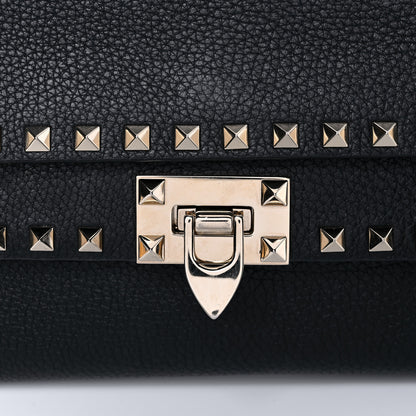 Valentino Garavani Pebbled Calfskin Rockstud Double Flap Crossbody Bag Black 16 of 16