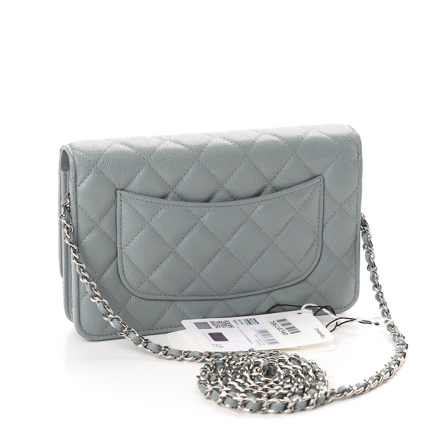 Caviar Quilted Wallet On Chain WOC Light Blue