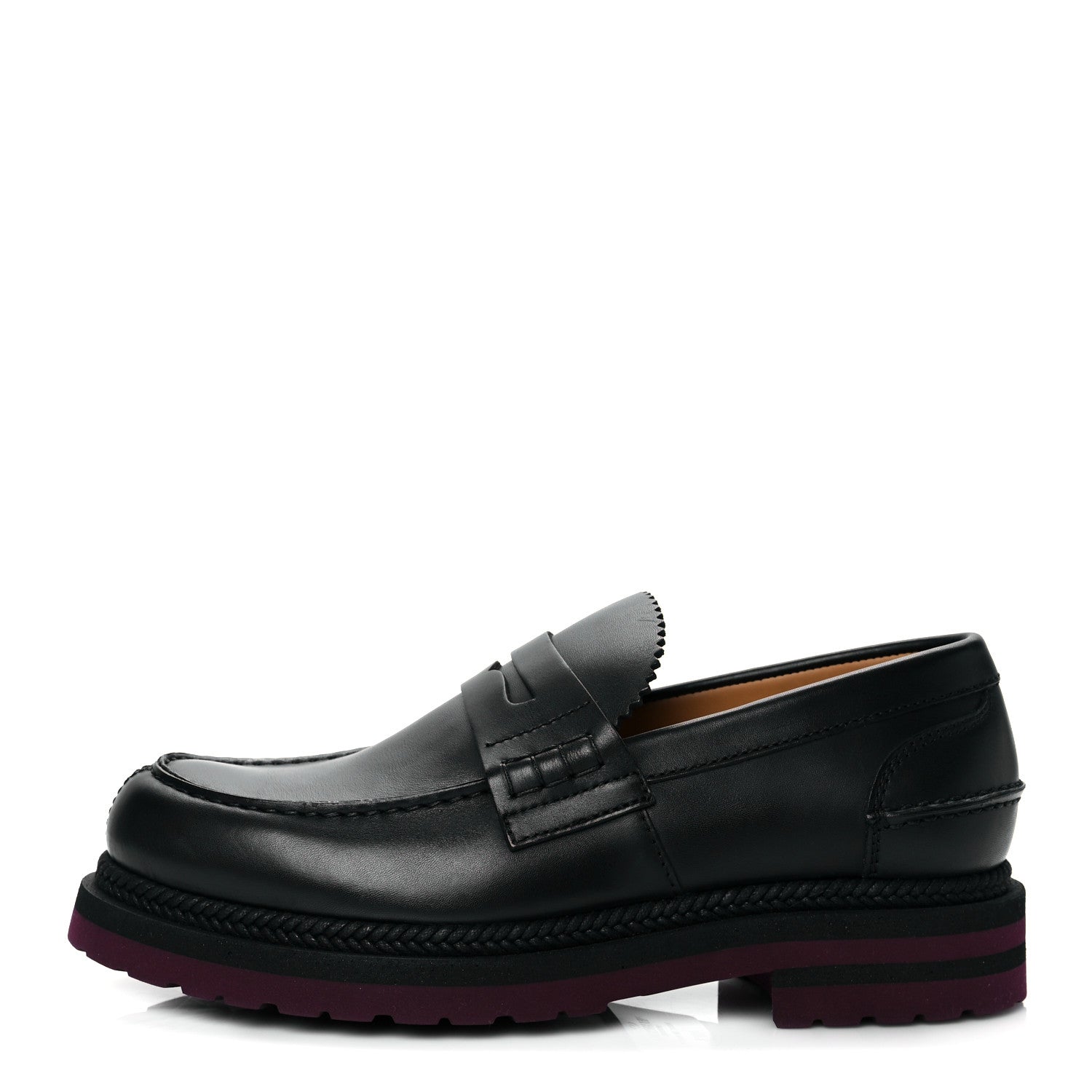 Valentino Garavani Nappa Mens Red Lug Sole Loafers 40.5 Black 1 of 9