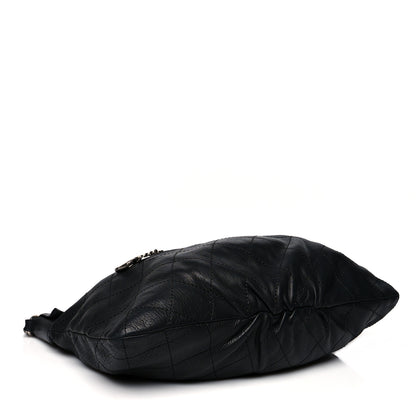 Chanel Calfskin Stitched Double Zip Hobo Black 4 of 9
