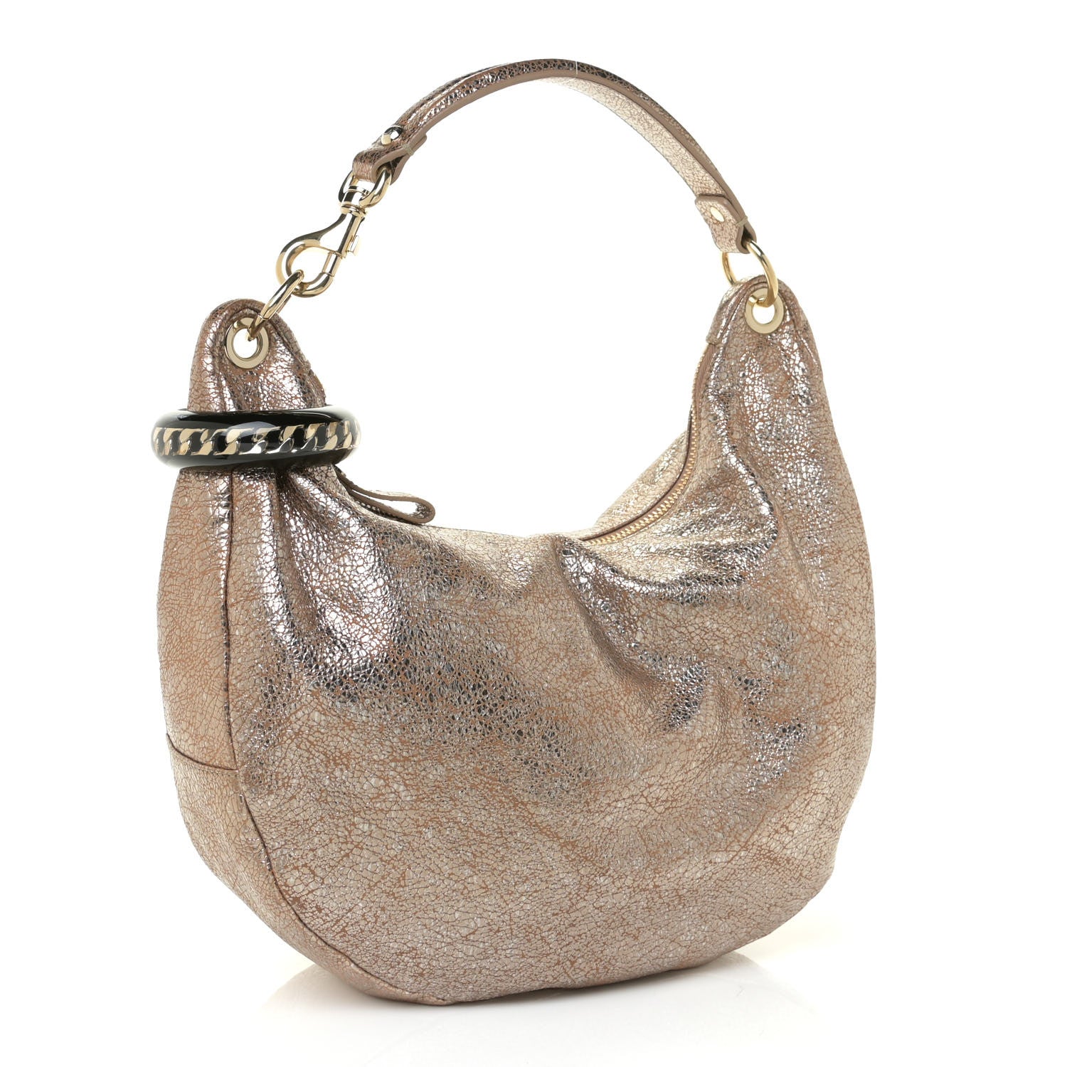 Jimmy Choo Suede Large Solar Hobo Metallic Gold 3 of 10