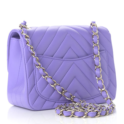 Chanel Lambskin Chevron Quilted Mini Square Flap Purple 3 of 9