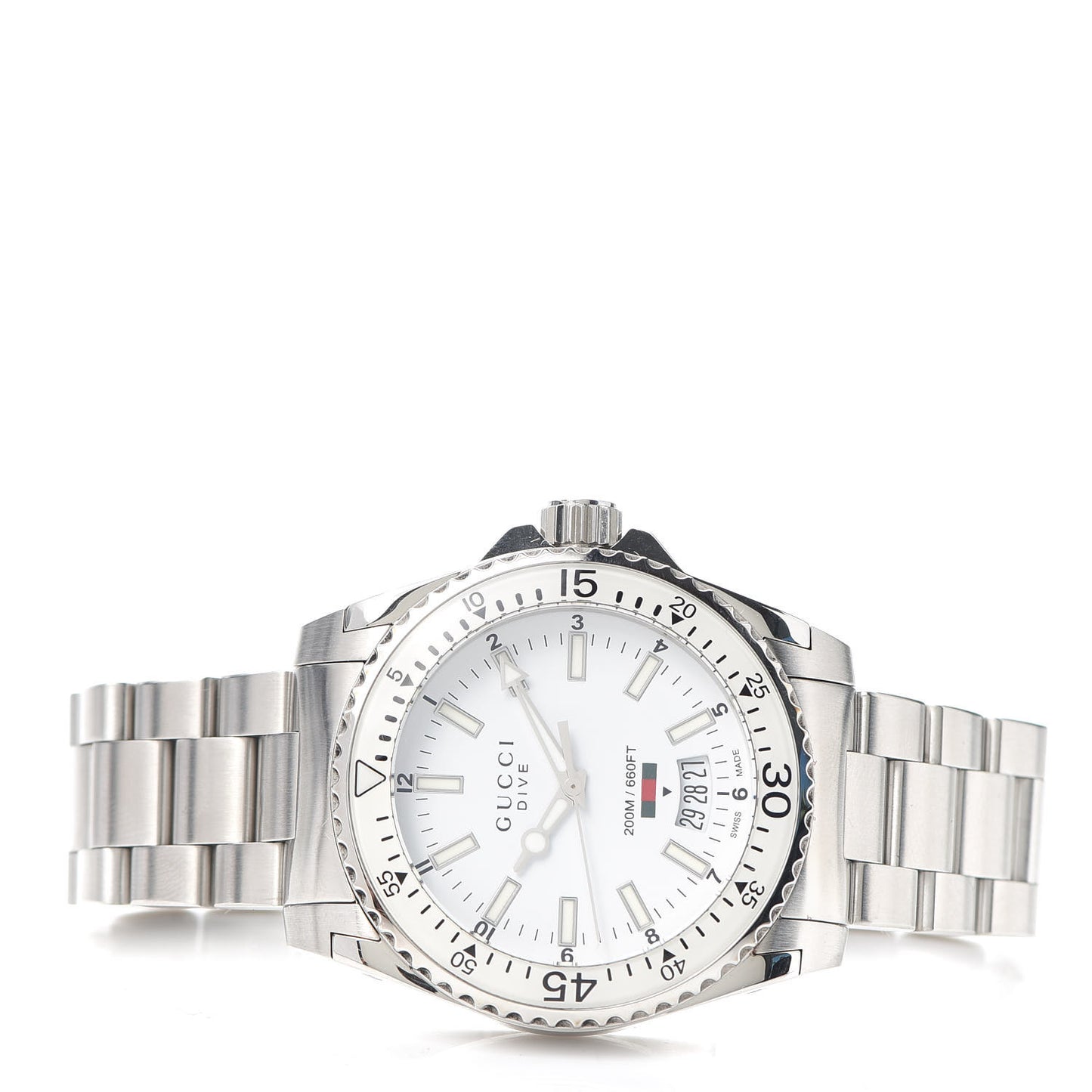 Stainless Steel 40mm Dive Quartz Watch White