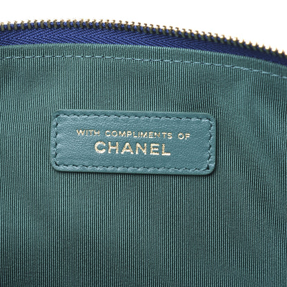 Chanel Jersey Quilted Medium Cosmetic Case Blue 6 of 8