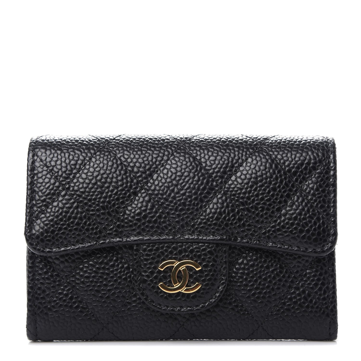 Chanel Caviar Quilted Flap Card Holder Wallet Black 1 of 9