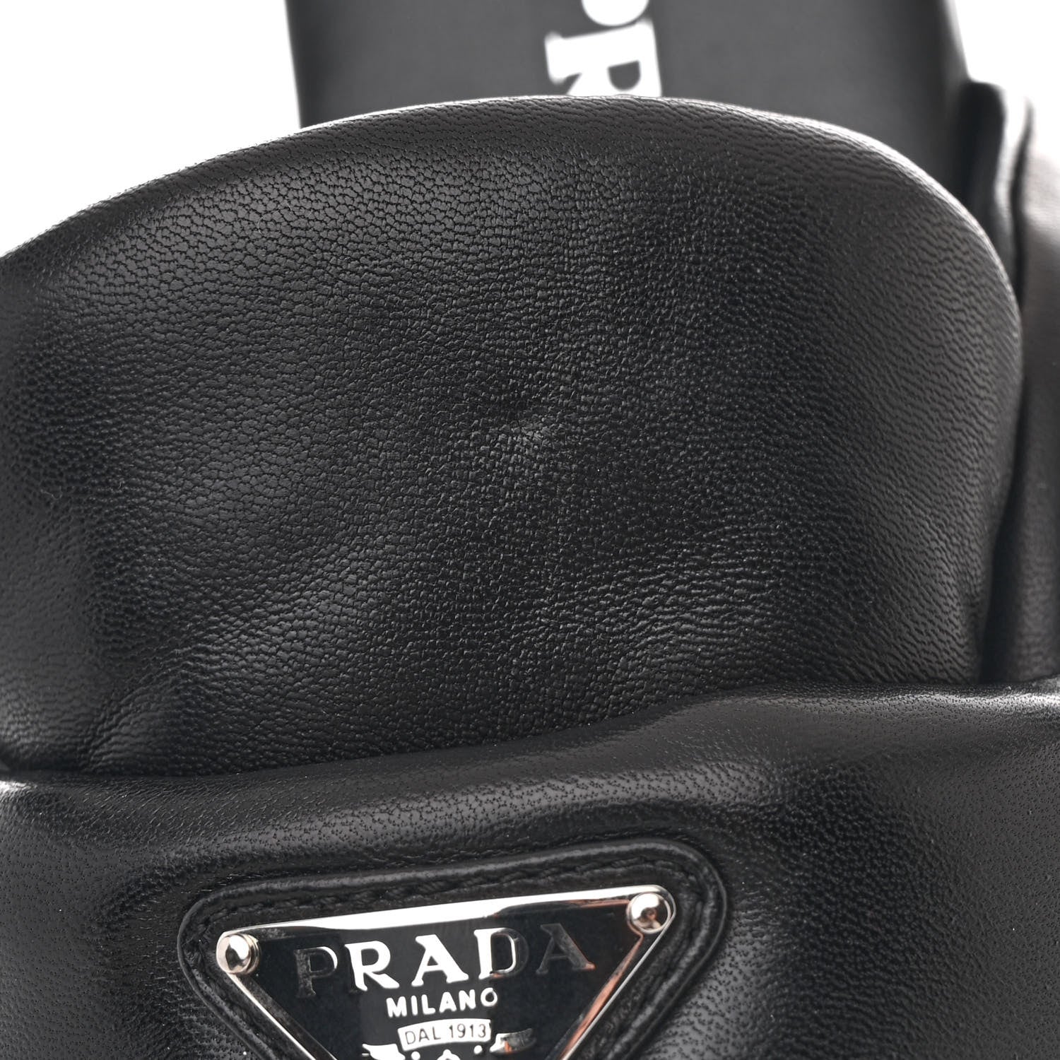 Prada Nappa Soft Padded Metal Triangle Logo Lug Sole 20mm Mules 37 Black 10 of 11
