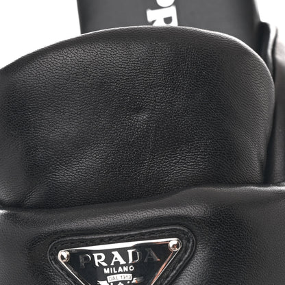 Prada Nappa Soft Padded Metal Triangle Logo Lug Sole 20mm Mules 37 Black 10 of 11