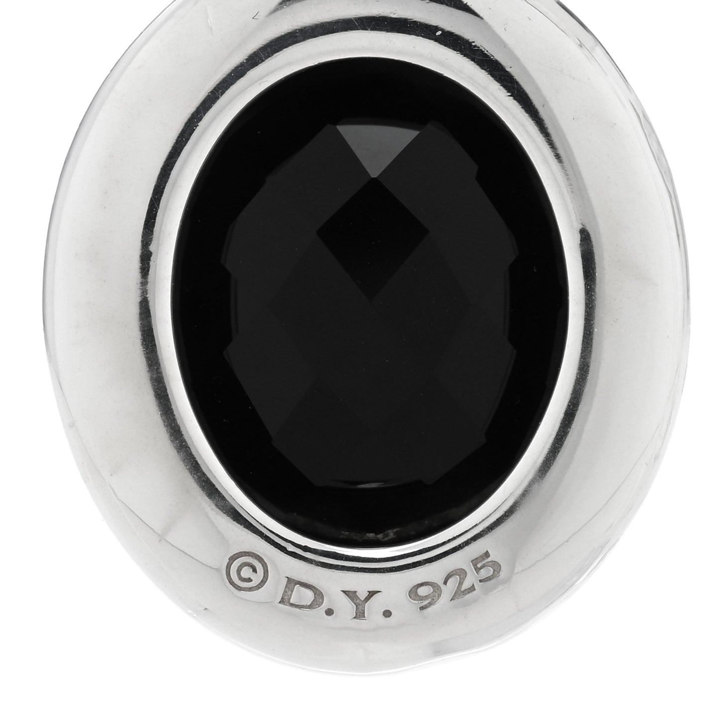 Sterling Silver Diamond Black Onyx 22mm Oval Albion Pendant