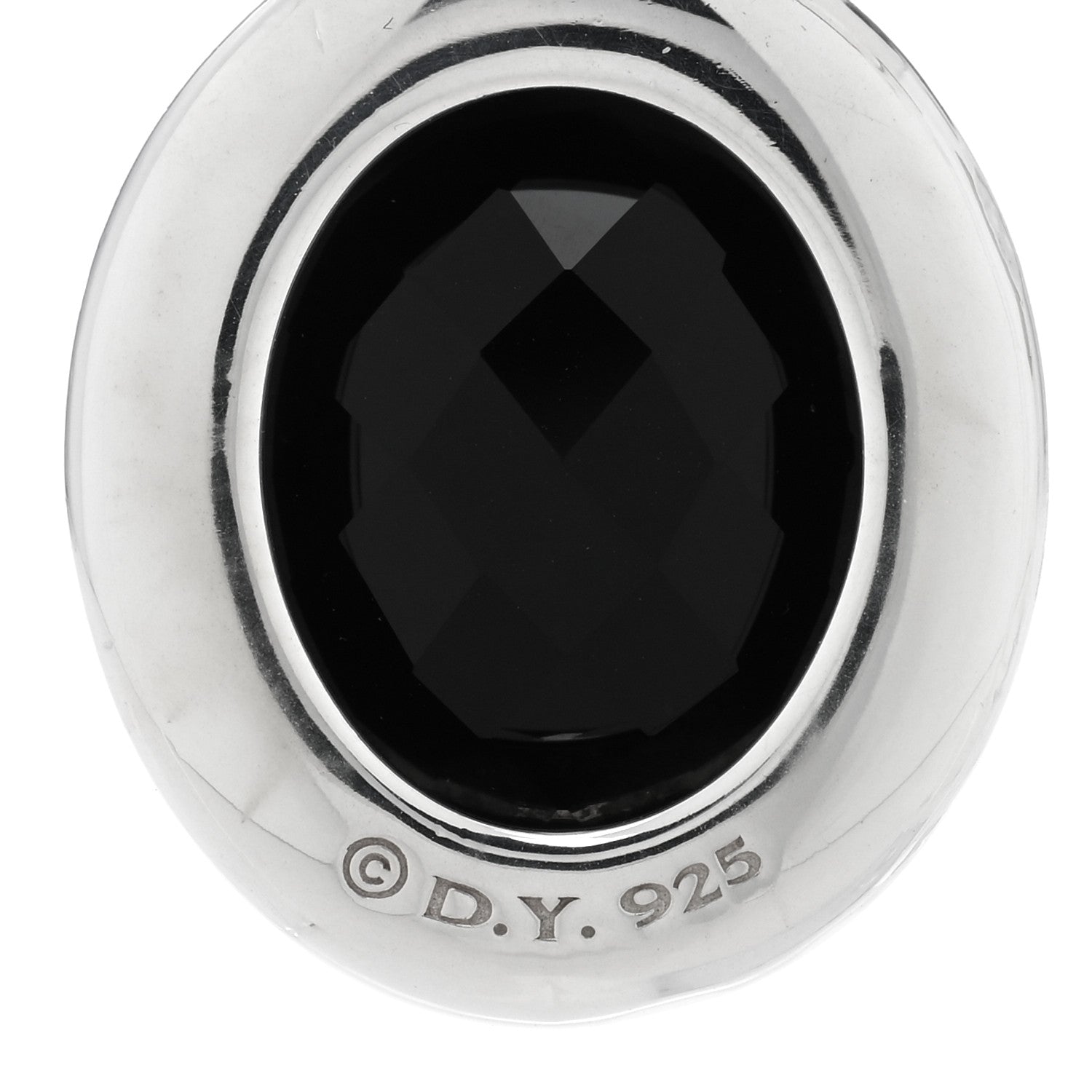 David Yurman Sterling Silver Diamond Black Onyx 22mm Oval Albion Pendant 3 of 3