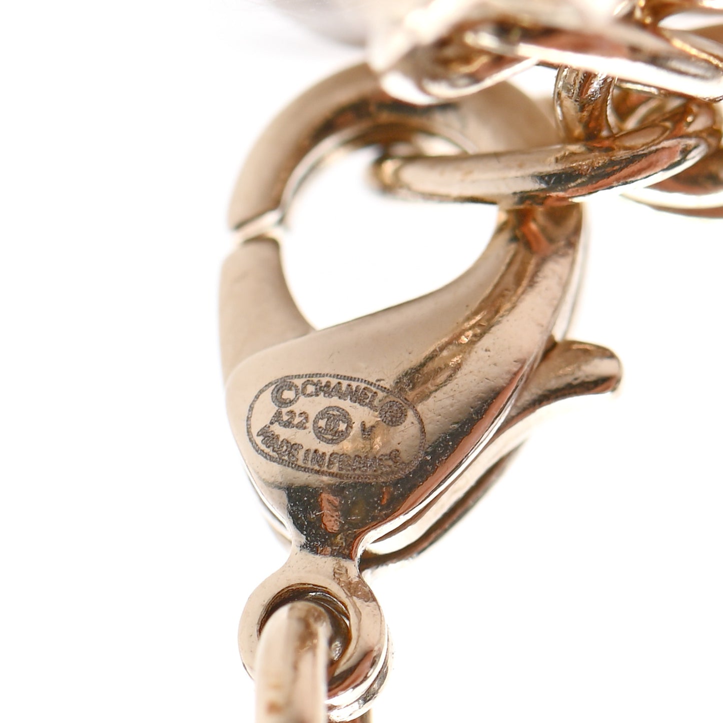 Pearl CC Chain Anklet Gold