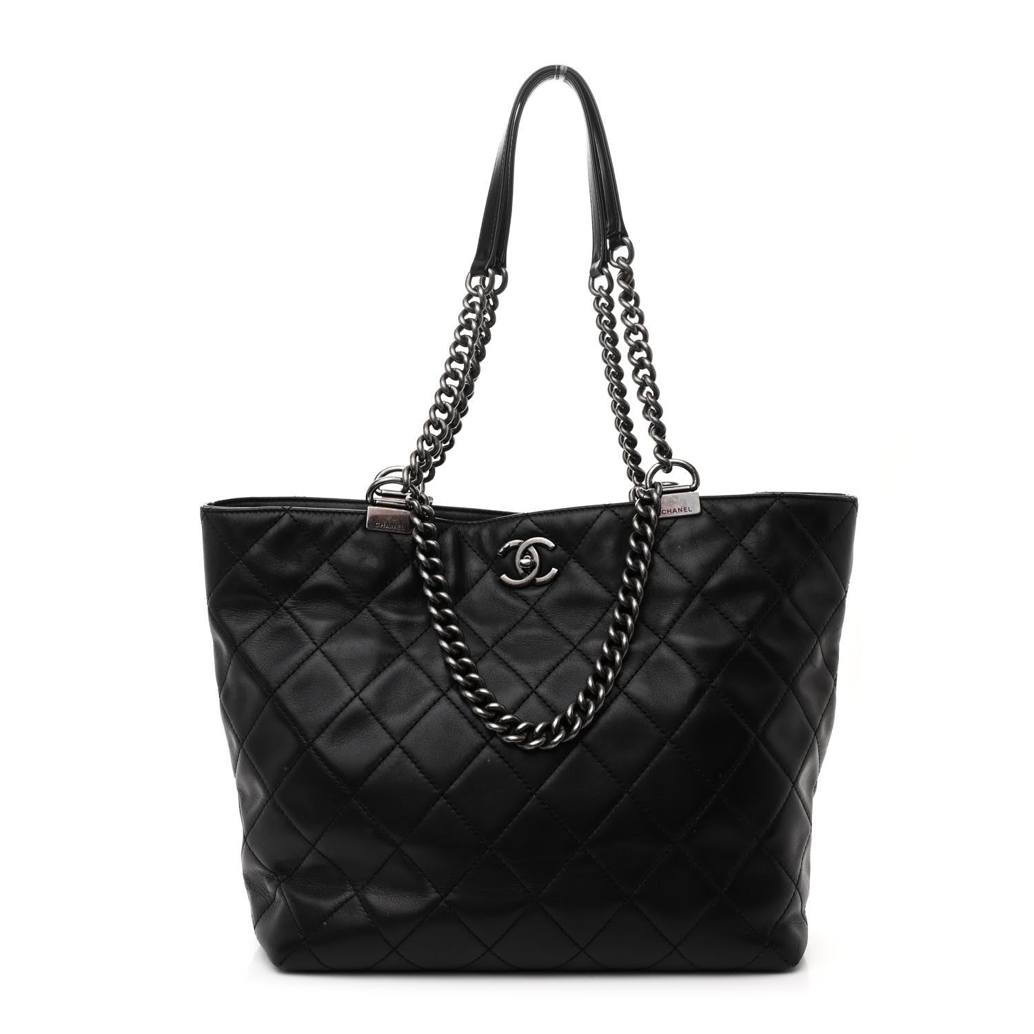 Chanel Calfskin Quilted Large Shopping In Chains Tote Black 1 of 11