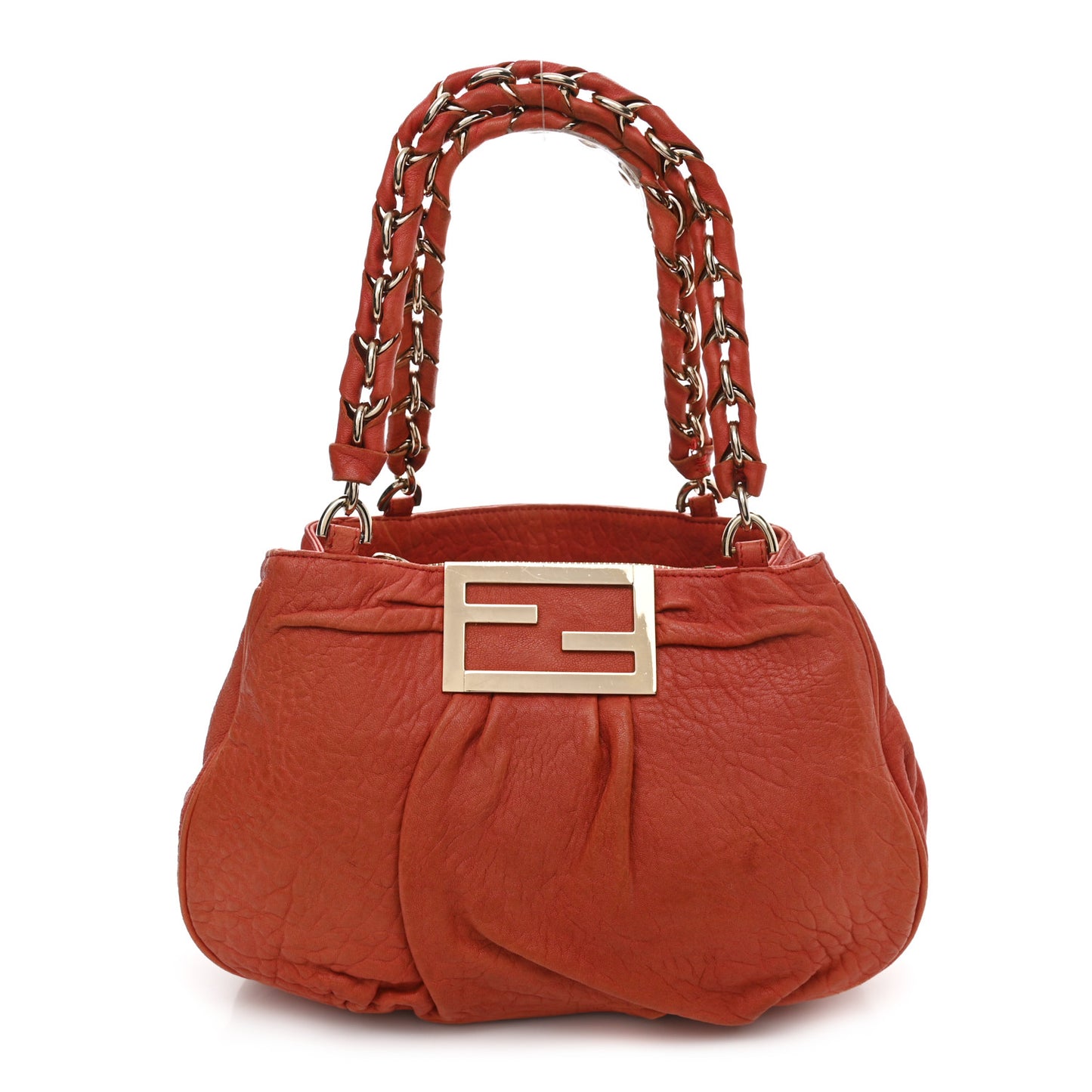 Crinkled Lambskin Small Mia Tote Red