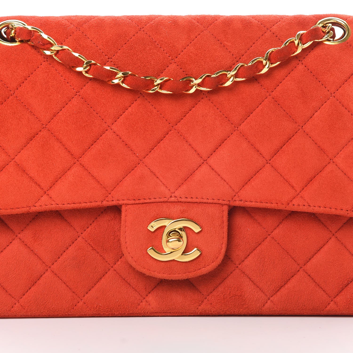Chanel Suede Quilted Medium Single Flap Red 8 of 13