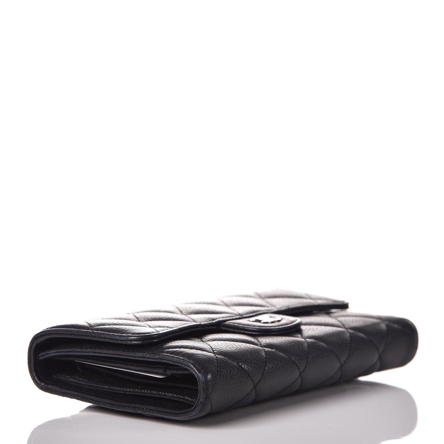 Caviar Quilted Large Flap Wallet Black
