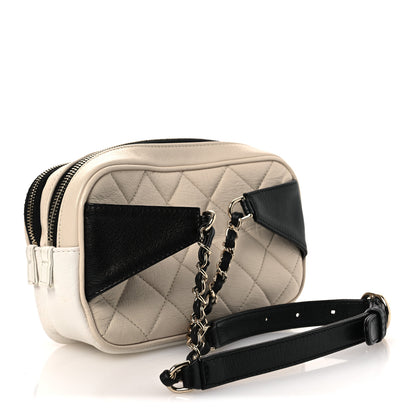 Chanel Goatskin Quilted Waist Bag Beige White Black 3 of 15