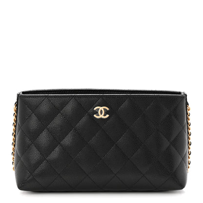 Chanel Caviar Quilted Chain Cosmetic Case Black 1 of 11