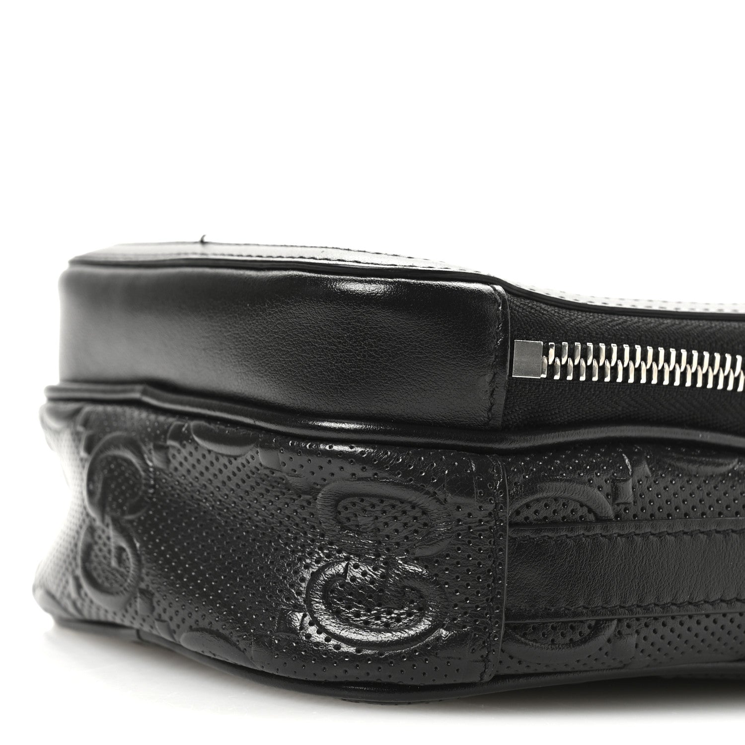 Gucci Calfskin GG Tennis Embossed Mini Double Zip Messenger Bag Black 10 of 12