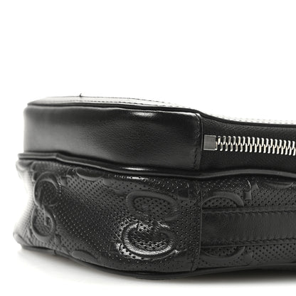 Gucci Calfskin GG Tennis Embossed Mini Double Zip Messenger Bag Black 10 of 12