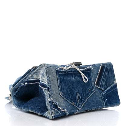 Balenciaga Denim Patchwork Small Hourglass Top Handle Bag Washed Blue 4 of 10