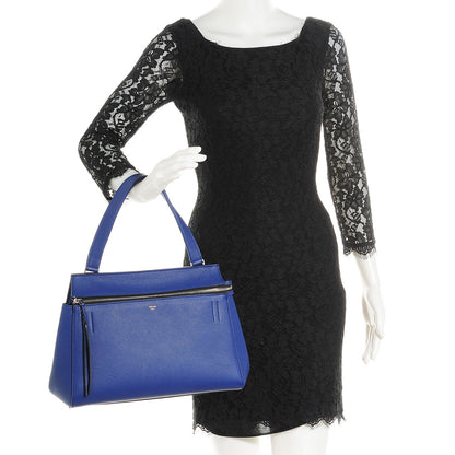 Celine Grained Calfskin Small Edge Shoulder Bag Cobalt 2 of 9