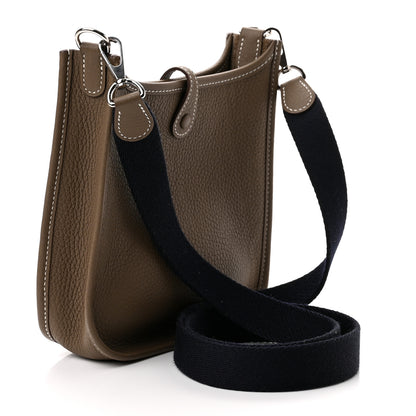 Hermes Taurillon Clemence Amazone Evelyne TPM Etoupe Bleu Indigo 3 of 10