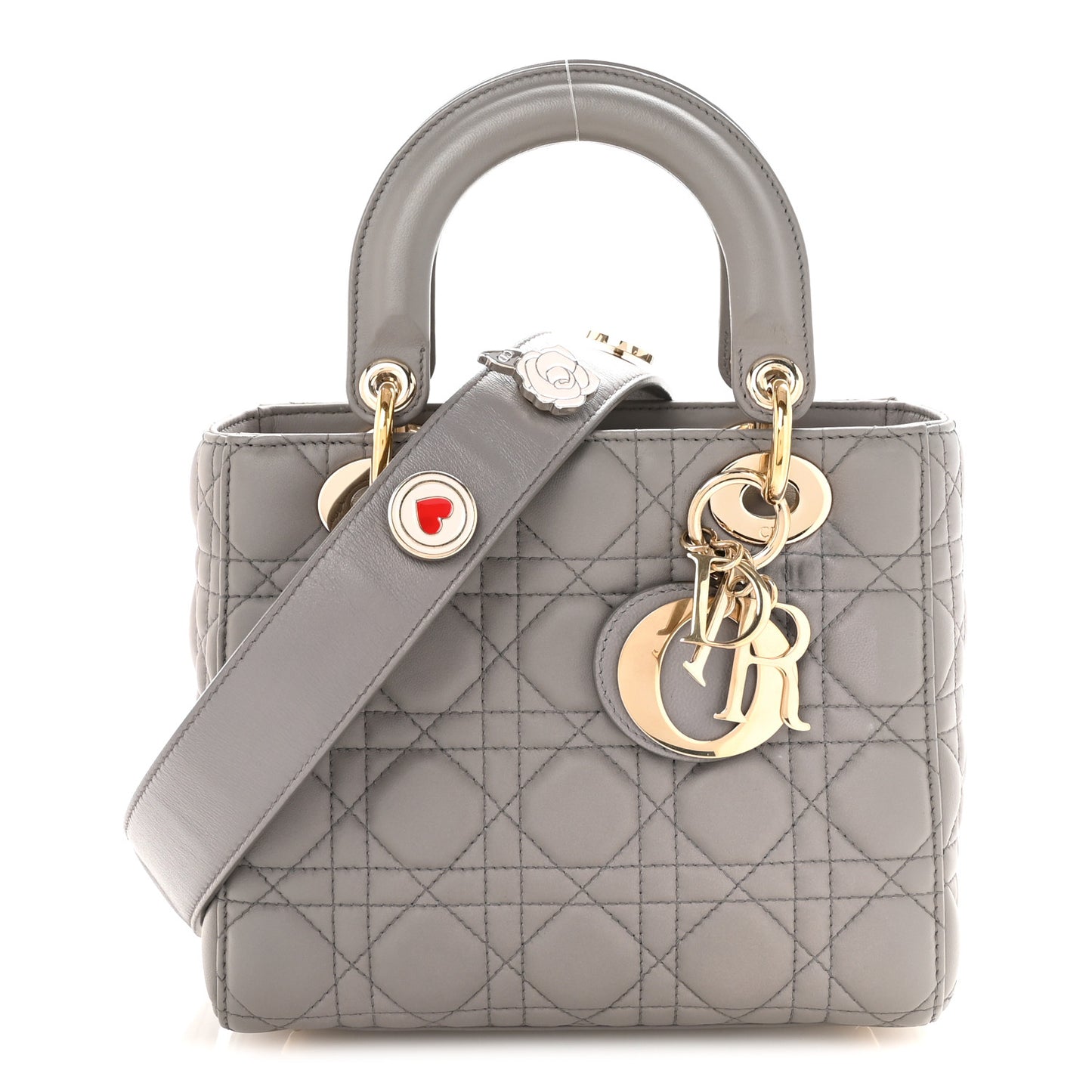 Lambskin Cannage Small Lucky Badges My Lady Dior Grey