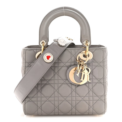 Christian Dior Lambskin Cannage Small Lucky Badges My Lady Dior Grey 1 of 9