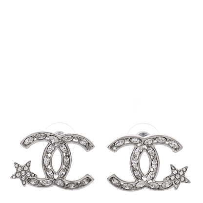 Chanel Crystal CC Starfall Earrings Silver 1 of 4