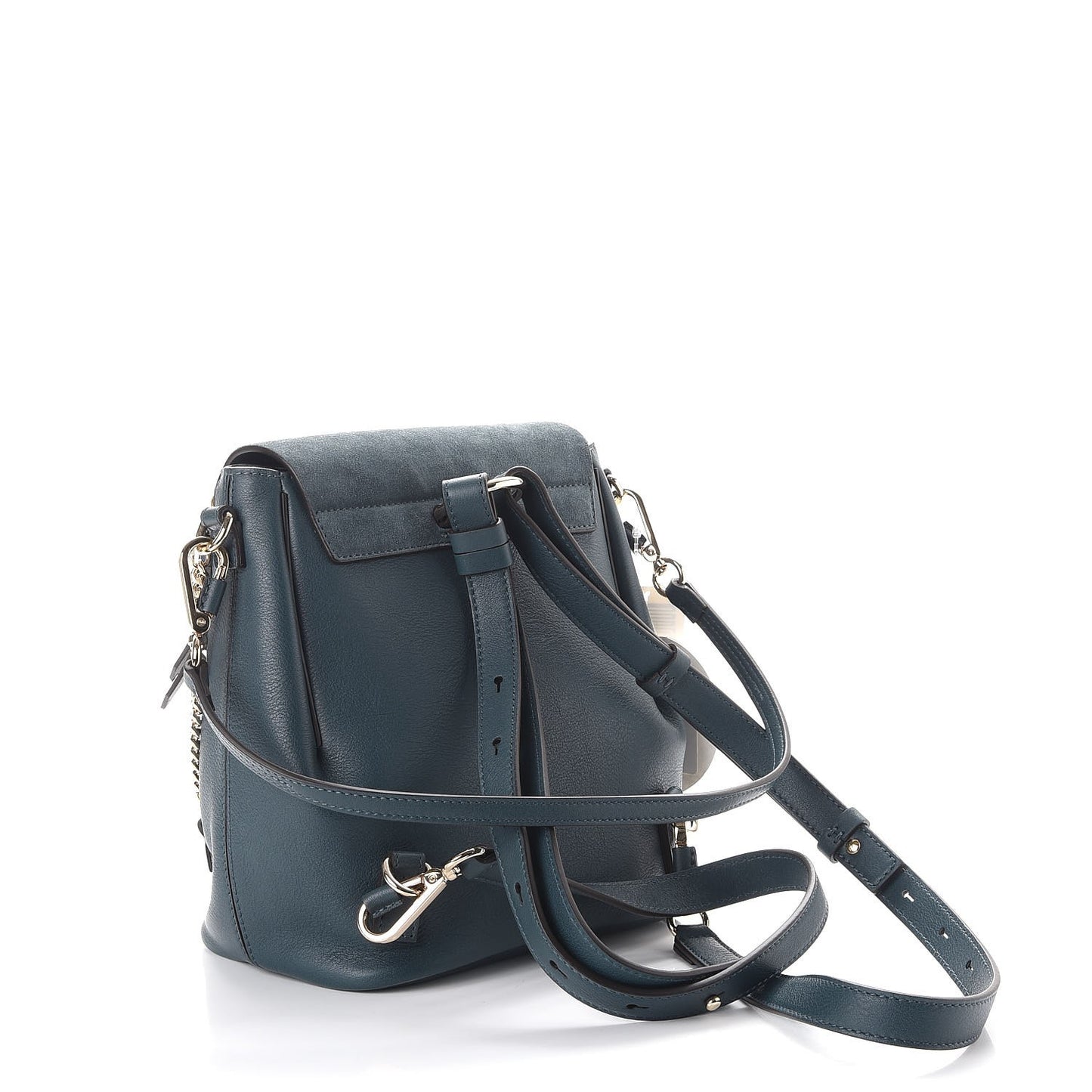 Suede Calfskin Small Faye Backpack Silver Blue