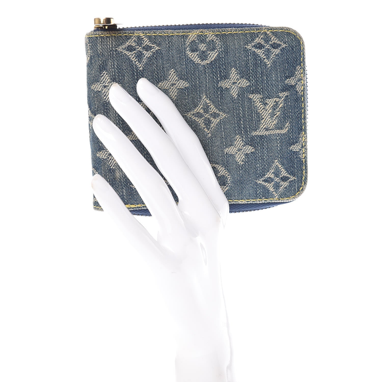 Louis Vuitton Denim Zip Compact Wallet Blue 2 of 14